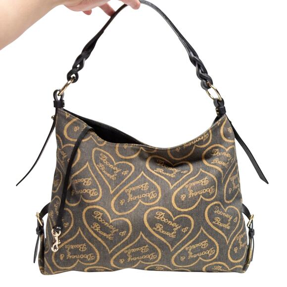 Vintage DOONEY & BOURKE Signature Hearts Anniversary Collection Gray Hobo Bag - Picture 1 of 11